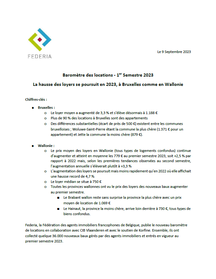 Baromètre de locations - 1er Semestre 2023