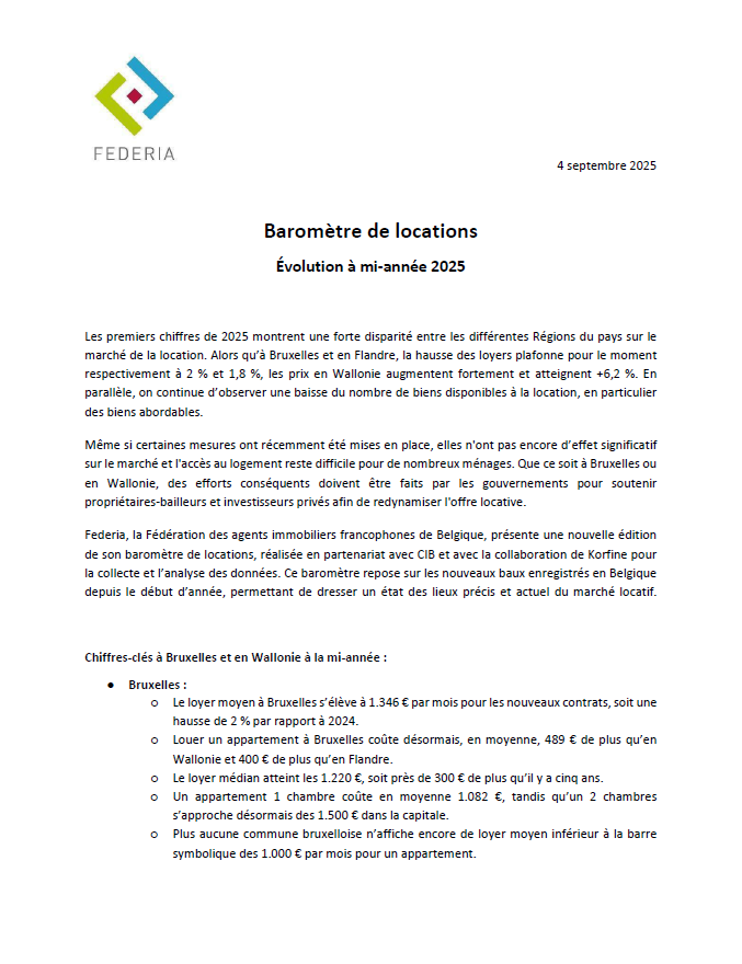 Baromètre de locations - 1er semestre 2025