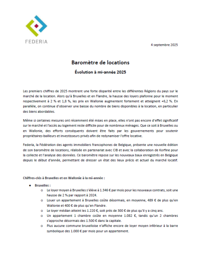 Baromètre de locations - 1er semestre 2025