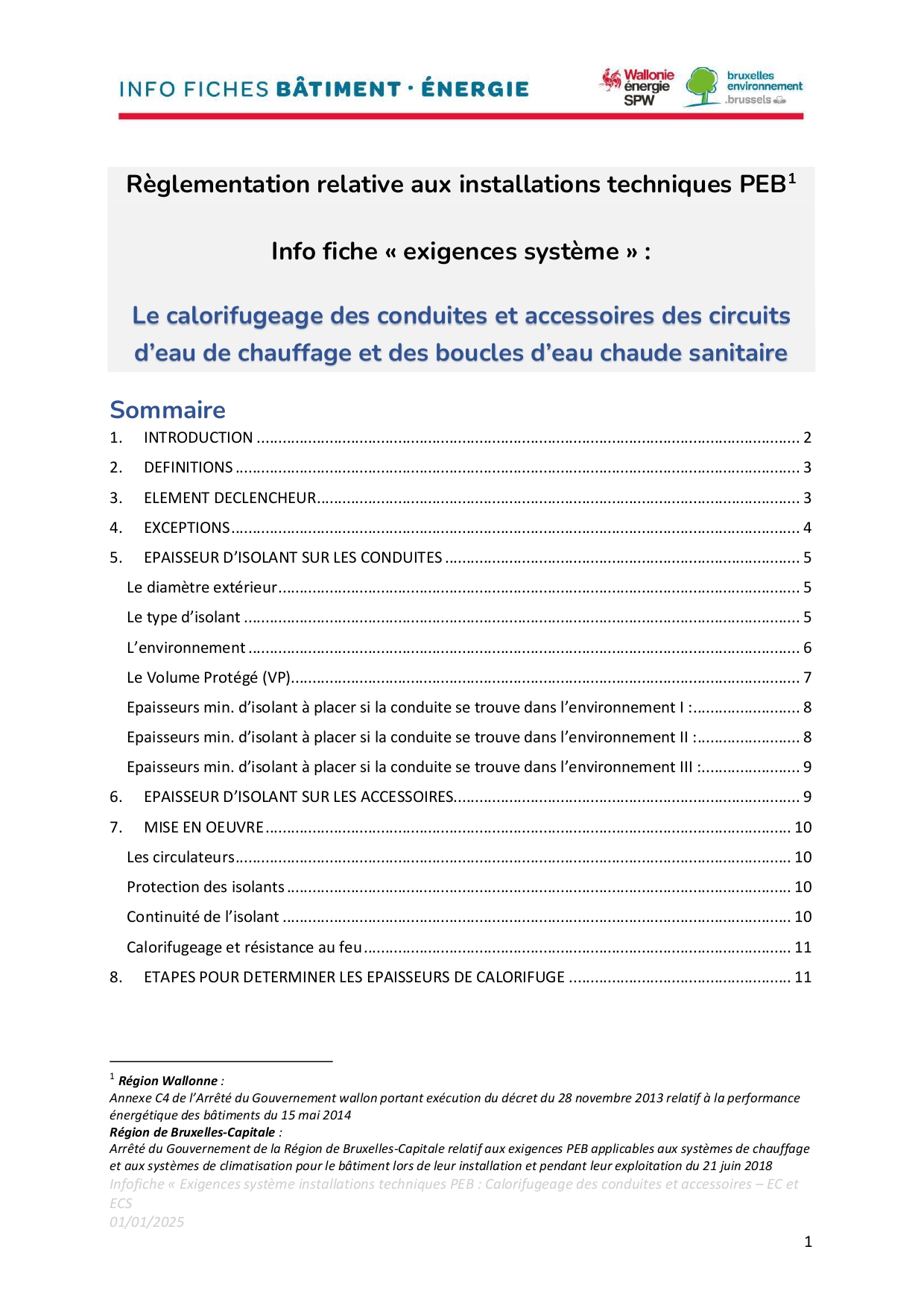 Le calorifugeage des conduites et accessoires de chauffage et d'eau chaude sanitaire