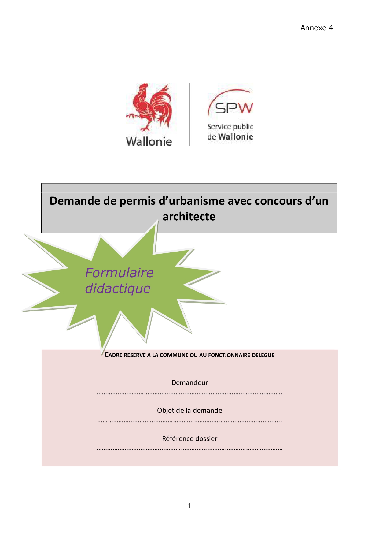 Demande de permis d'urbanisme en Wallonie - Formulaire didactique