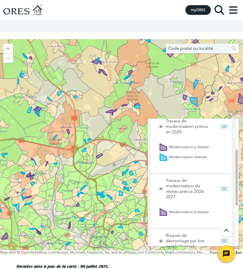 Carte interactive décrochage d'onduleur ORES