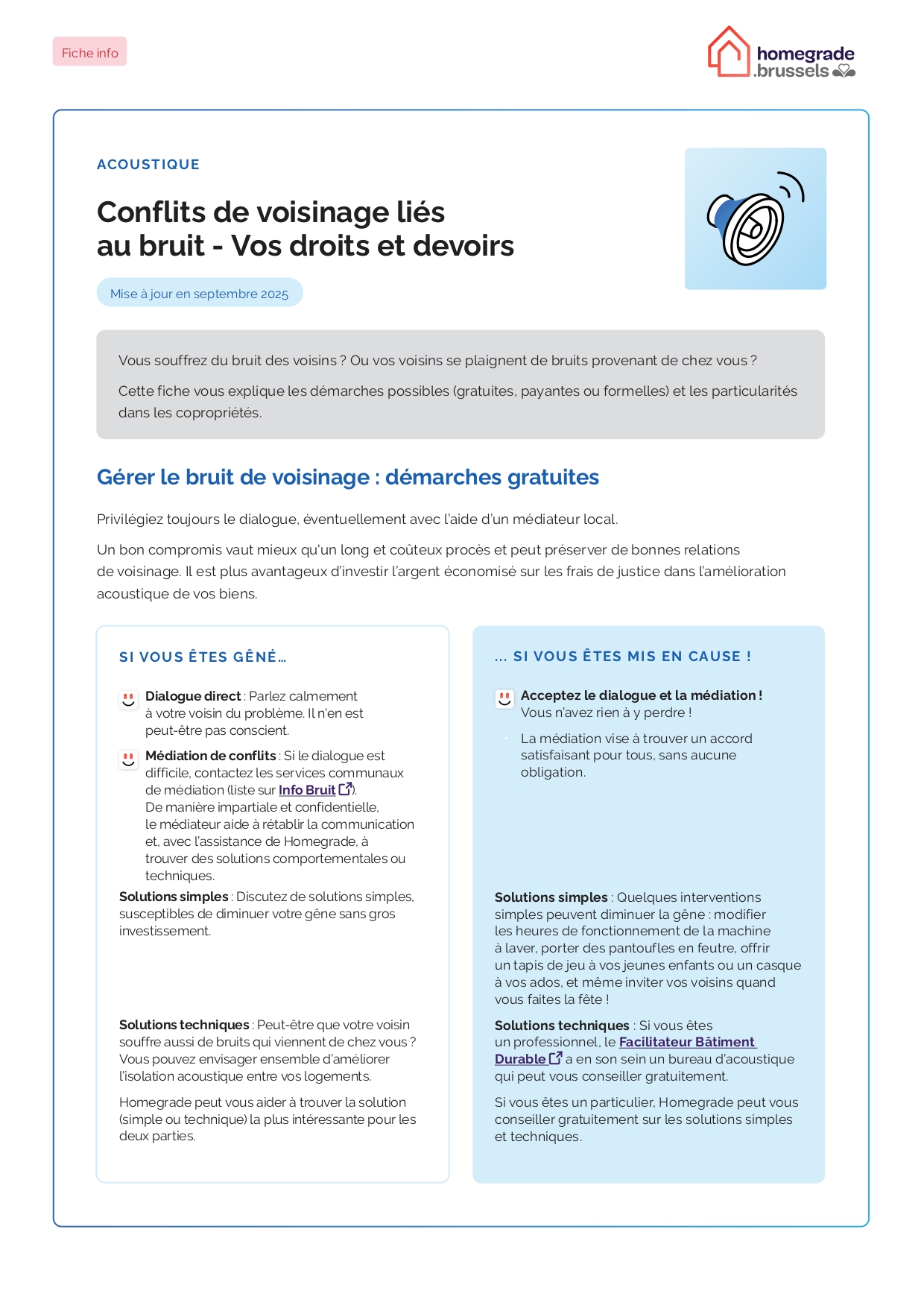 Conflits de voisinage liés au bruit - Vos droits et devoirs