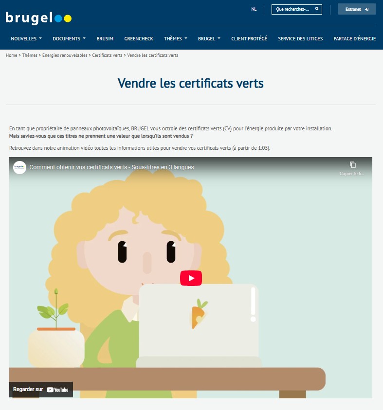 Vendre les certificats verts