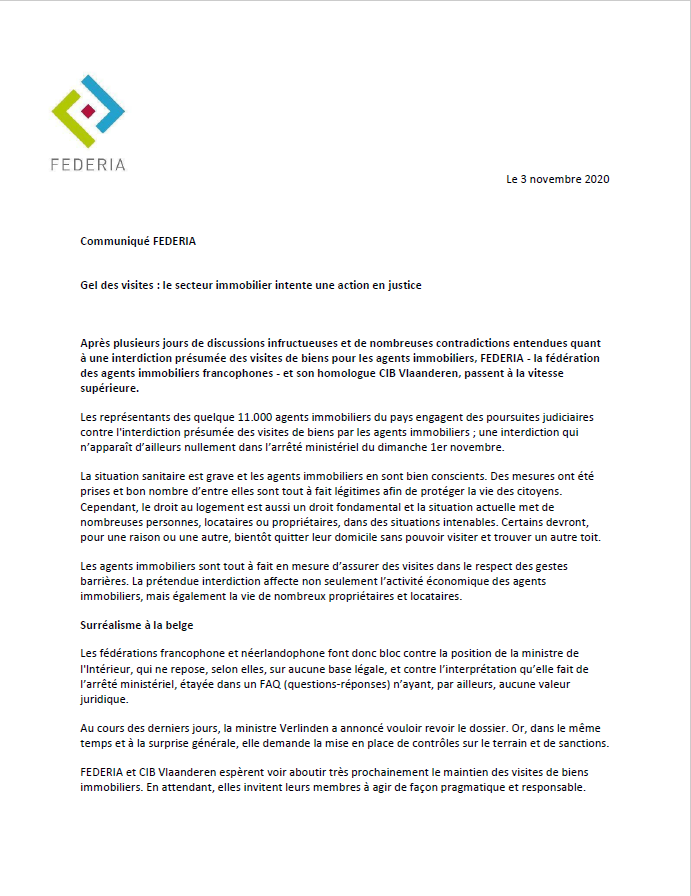Gel des visites : le secteur immobilier intente une action en justice
